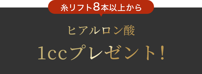 糸リフト8本以上からヒアルロン酸(ニューラミス)1ccプレゼント！ 